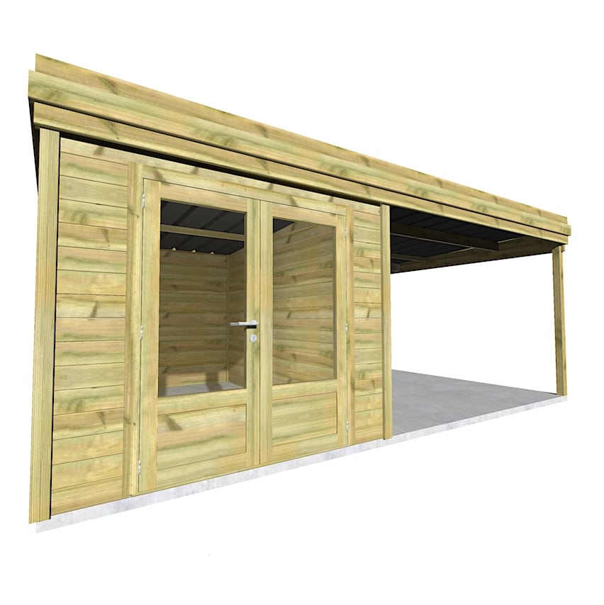 Abri Bois – 6,26×3,71m – Porte double – Ext toit : 3,5m – Surface : 23,2m2 | 3 139,90€