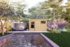 abri de jardin en bois, été, piscine,