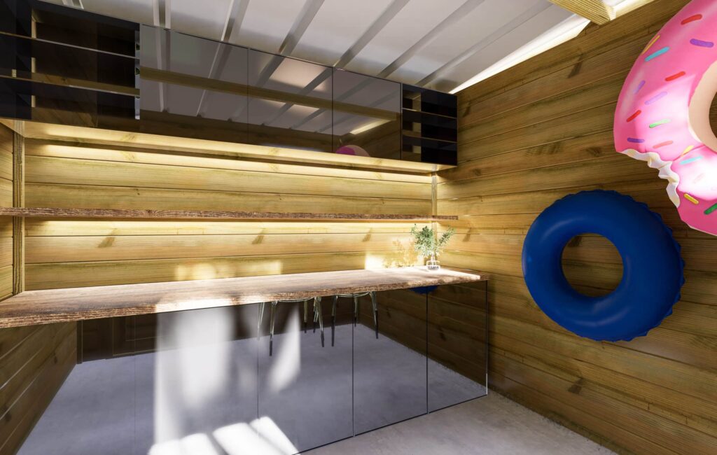 abri de jardin en bois, abri français, intérieur, usage professionnel