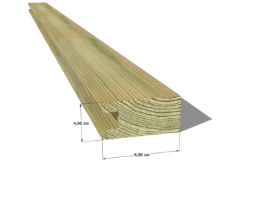 Chevron en pin sylvestre profil U traité autoclave vert classe 4 – Section 45x95 mm U