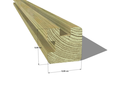 Poteau en pin sylvestre profil L traité autoclave vert classe 4 – Section 90x90 mm L - 2.40