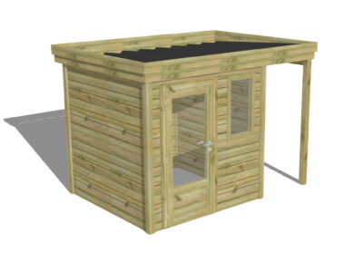 Abri de Jardin traité autoclave Porte simple vitrée / Fenêtre verticale | Extension de toiture