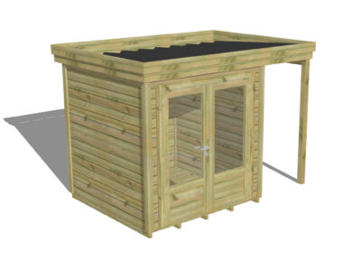 Atelier de jardin traité autoclave  / Porte double vitrée | Plancher | Extension de toiture