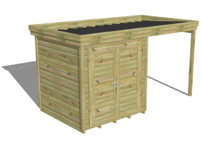 ABRI MONO-PENTE  / Porte double Pleine | Plancher | Extension de toiture - 4.14 m, 2.14 m