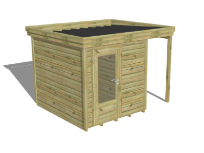 Chalet en kit Porte simple vitrée | Plancher | Extension de toiture