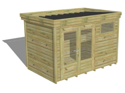 Atelier de jardin en pin Autoclavé Porte double vitrée / Fenêtre horizontale | Plancher