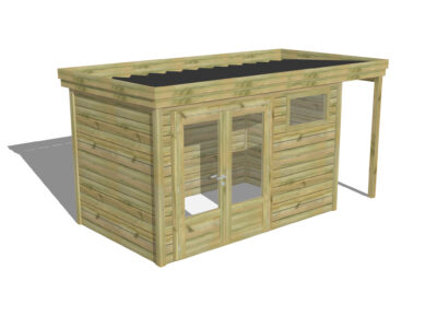 CABANON DE JARDIN Porte double vitrée / Fenêtre horizontale | Extension de toiture