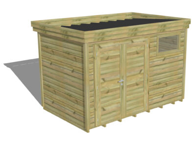Abri Pin Sylvestre Autoclave Porte double Pleine / Fenêtre horizontale | Plancher