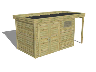 ABRI PISCINE Porte double Pleine / Fenêtre horizontale | Extension de toiture