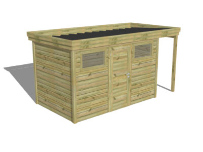 ABRI DE STOCKAGE Fenêtre horizontale / Porte simple Pleine / Fenêtre horizontale | Extension de toiture