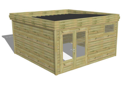 ABRI TOIT PLAT Porte double vitrée / Fenêtre horizontale - 4.34 m, 4.34 m