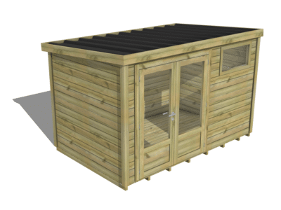 Abri de jardin Essentiel - Porte double vitrée / Fenêtre horizontale | Plancher