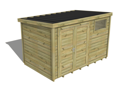Abri de jardin Essentiel - Porte double pleine / Fenêtre horizontale | Plancher