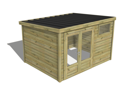 Abri de jardin Essentiel - Porte double vitrée / Fenêtre horizontale - 3.44 m, 2.64 m