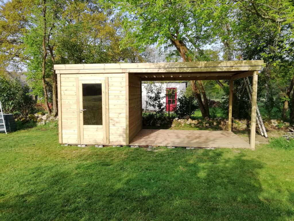 abri de jardin en bois détente avec extension