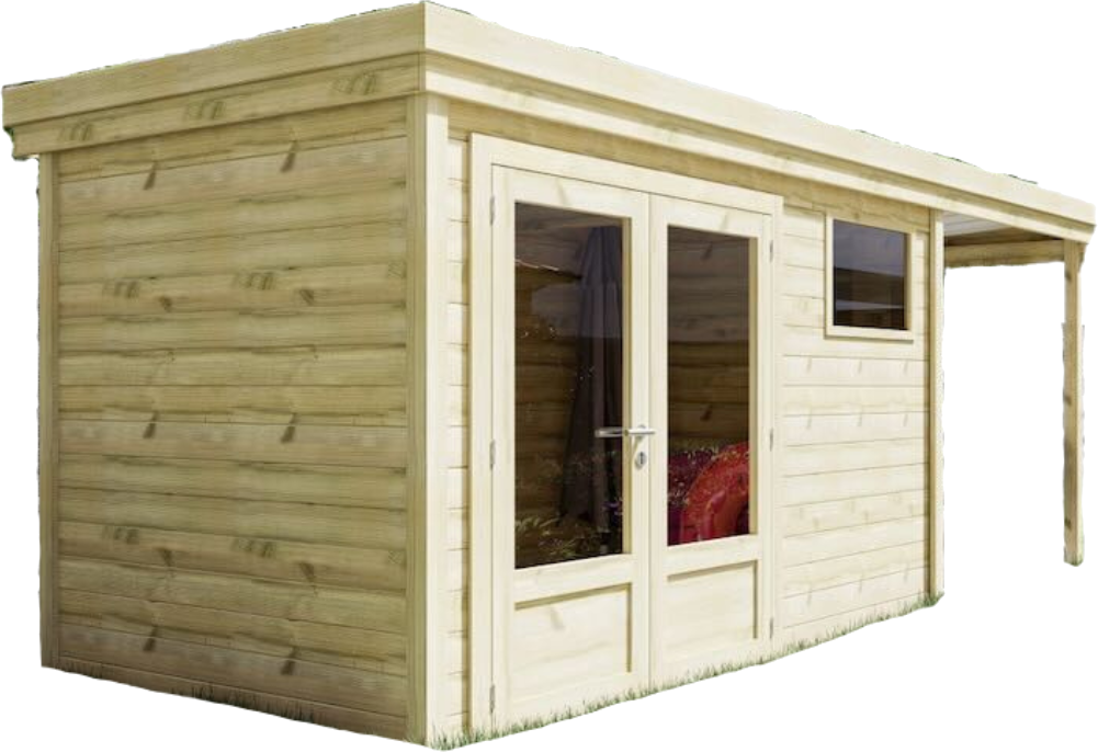 Abri de jardin en bois avec extension