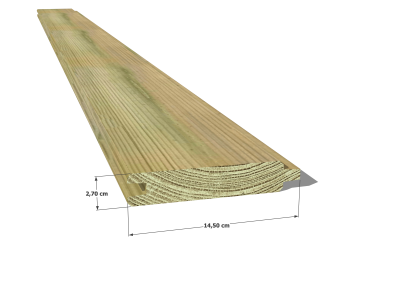 Planche emboîtable en pin sylvestre traité autoclave vert classe 4 – Section 27x130 mm