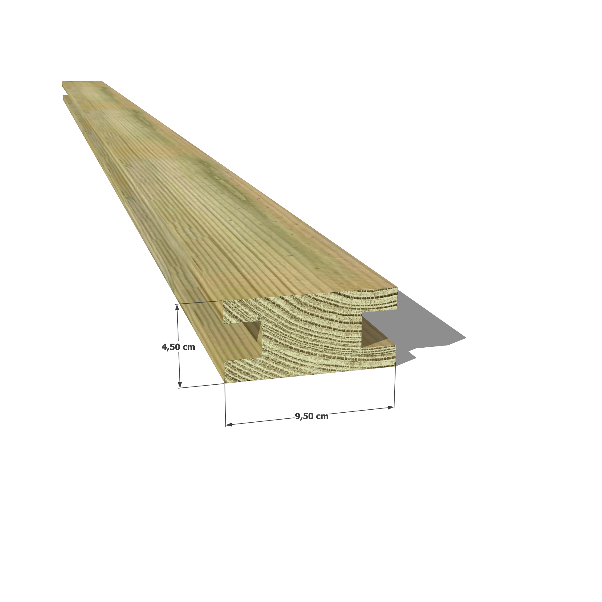 👉 Optez pour un chevron profil H robuste et durable avec notre section 45x95 mm H en pin sylvestre autoclave vert classe 4 ! 💪