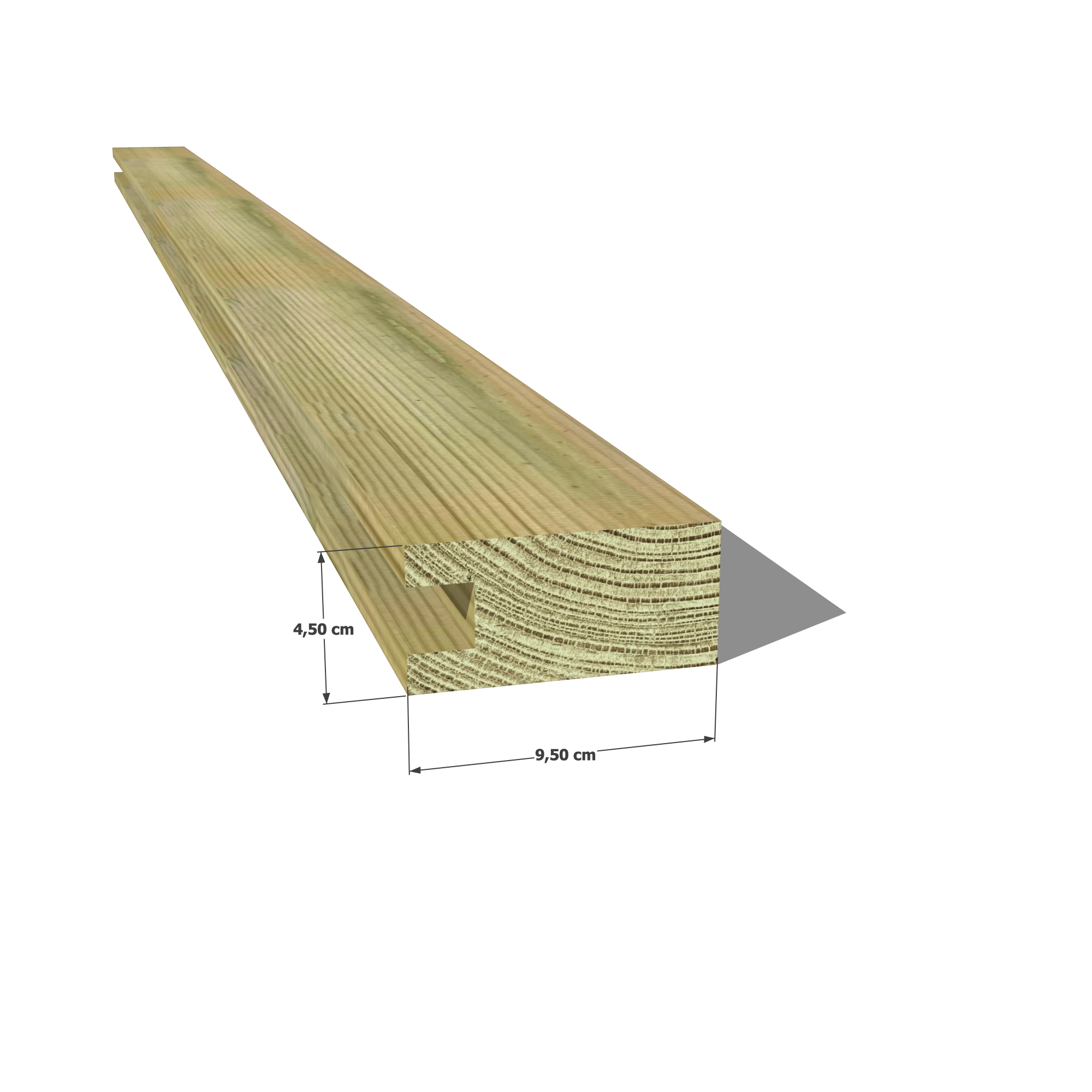 45x95 U 👉 Optez pour un chevron profil U robuste et durable avec notre section 45x95 mm U en pin sylvestre autoclave vert classe 4 ! 💪