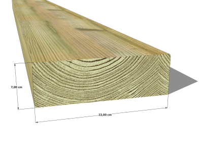 Madrier en pin sylvestre traité autoclave vert classe 4 – Section 70x220 mm