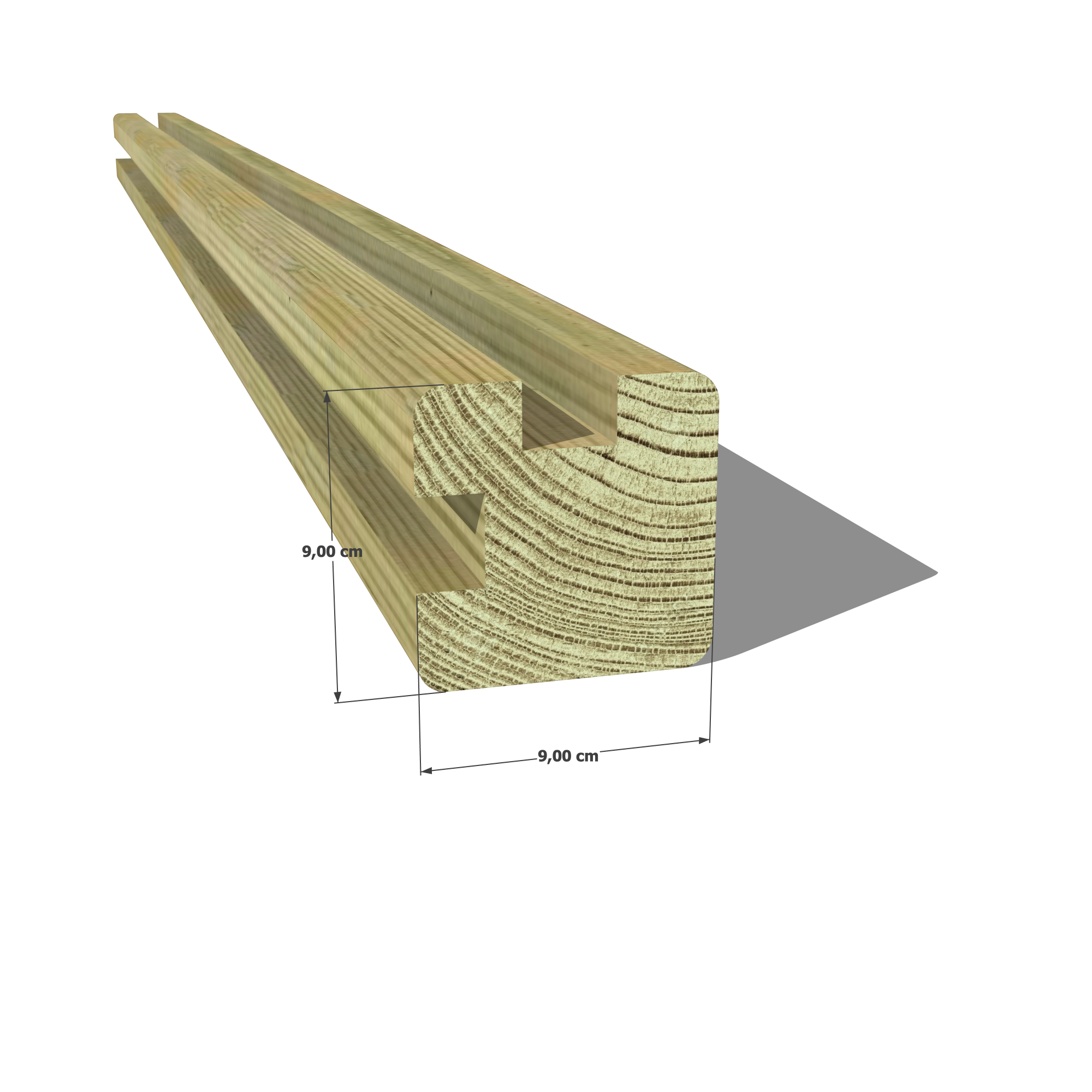 90x90 L 👉 Optez pour un poteau profil L robuste et fonctionnel avec notre section 90x90 mm L en pin sylvestre autoclave vert classe 4 ! 💪